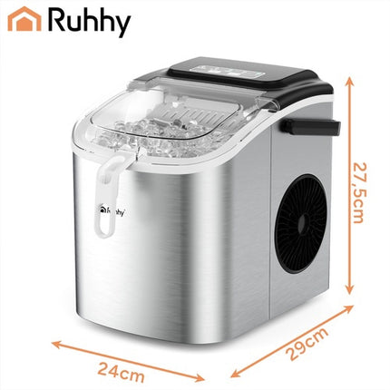 Silver Ice Maker, 1.2L Capacity, 12kg/Day Output
