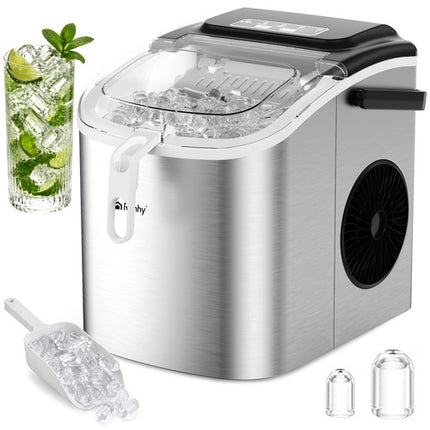 Silver Ice Maker, 1.2L Capacity, 12kg/Day Output