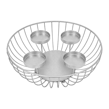 Silver Metal Advent Wreath Bowl – 33 cm Steel Holder