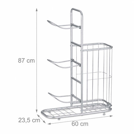 Silver Metal Ball Rack with 4 Shelves and Basket
