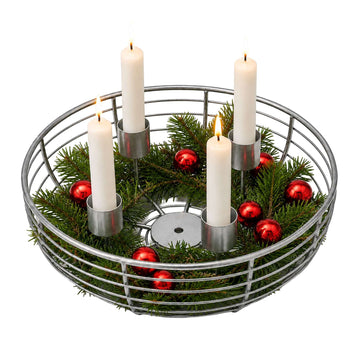 Silver Metal Wire Advent Wreath Holder – 20.5 cm