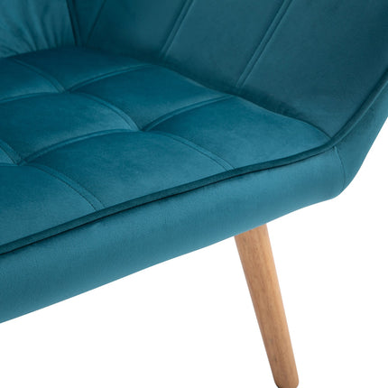 Velvet Wing Armchair, raised legs, green, 64x62x72.5 cm