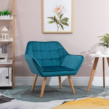 Velvet Wing Armchair, raised legs, green, 64x62x72.5 cm
