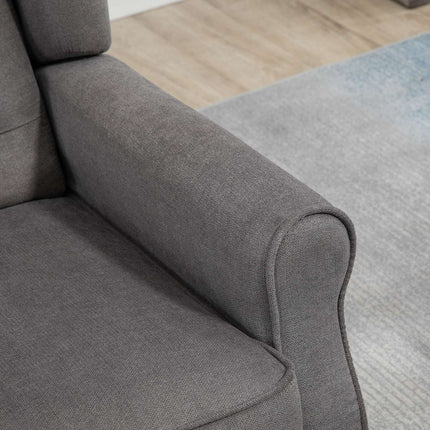 Wingback Relax chair, dark gray polyester, wooden legs