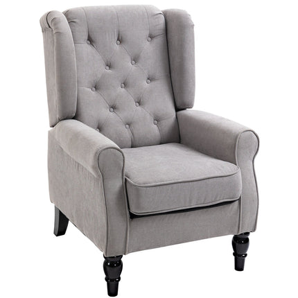 Gray Wingback Accent Chair, Tufted, Polyester, 74x86x102cm