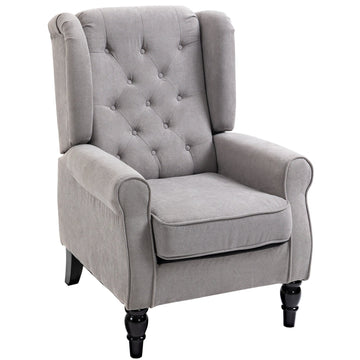 Gray Wingback Accent Chair, Tufted, Polyester, 74x86x102cm
