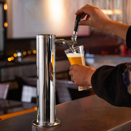 Single Faucet Draft Beer Tower, Stainless Steel, Self-Closing