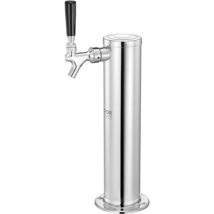 Single Faucet Draft Beer Tower, Stainless Steel, Self-Closing