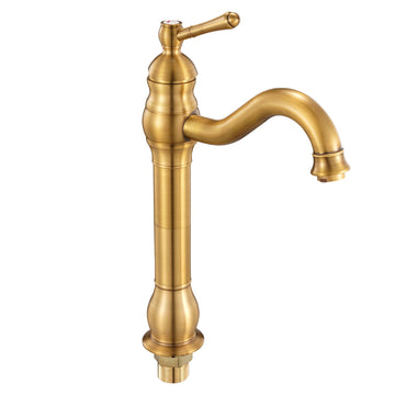 Single Handle Sink Faucet, Solid Brass, Push-Button Drain