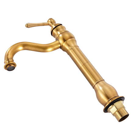 Single Handle Sink Faucet, Solid Brass, Push-Button Drain