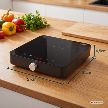 Single Induction Hob 2000W with Digital Display and Timer, Pan Detection