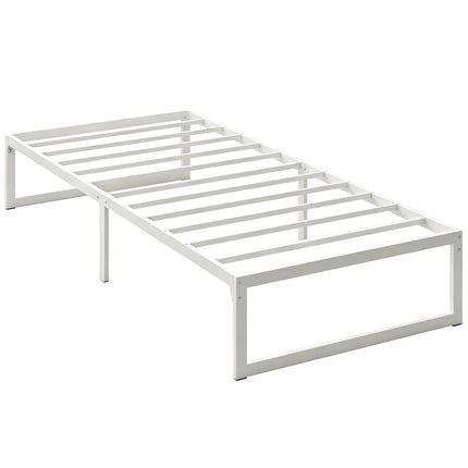 Single Metal Bed Frame with Storage, 90 x 200 cm, White