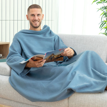 Single Sleeved Blanket with Central Pocket Faboulazy InnovaGoods - Blue