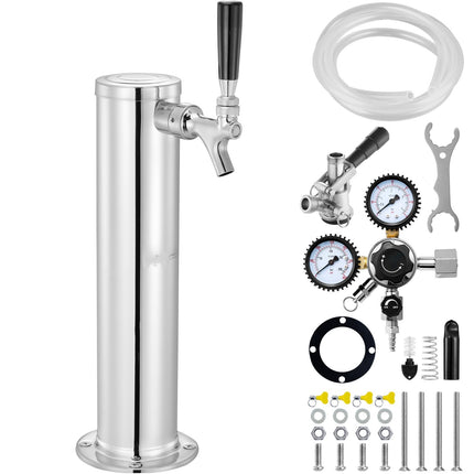 Single Tap Kegerator Tower Kit, W21.8 Regulator, S Coupler