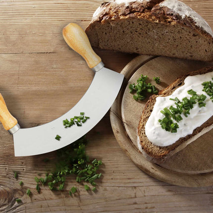 Single-edged rocking knife with XL board