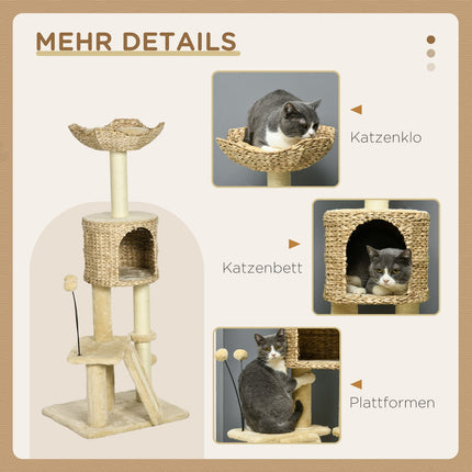 Large Cat Sisal Scratching Post with Cave and Play Ball