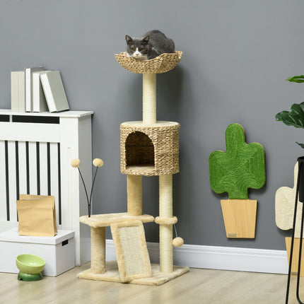 Large Cat Sisal Scratching Post with Cave and Play Ball