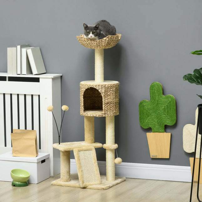 Large Cat Sisal Scratching Post with Cave and Play Ball