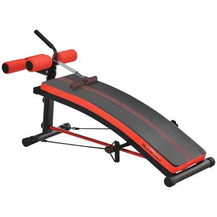 Sit-Up Bench Ab Trainer with band, steel black 139x58x71-81 cm
