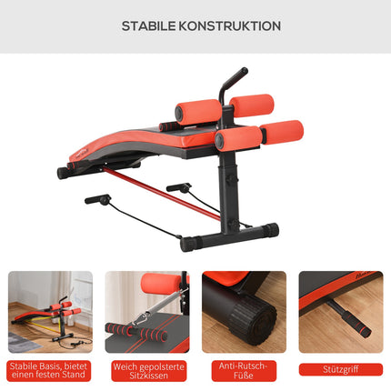 Sit-Up Bench Ab Trainer with band, steel black 139x58x71-81 cm
