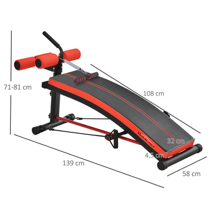 Sit-Up Bench Ab Trainer with band, steel black 139x58x71-81 cm