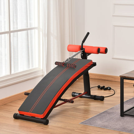 Sit-Up Bench Ab Trainer with band, steel black 139x58x71-81 cm