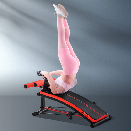 Sit-Up Bench Ab Trainer with band, steel black 139x58x71-81 cm