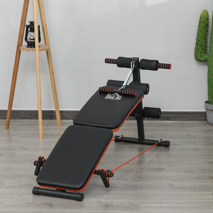Sit Up Bench with training ropes, adjustable and foldable