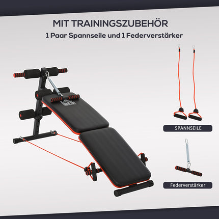 Sit Up Bench with training ropes, adjustable and foldable