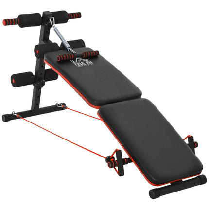 Sit Up Bench with training ropes, adjustable and foldable