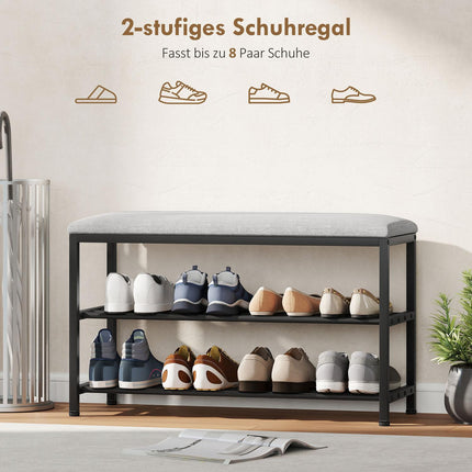 Sitzbank mit Stauraum, Schuhregal, Schwarz, 81x31x50 cm