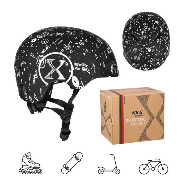 Skate Helmet, Black, Large (58-61cm), In-Mold, 320g