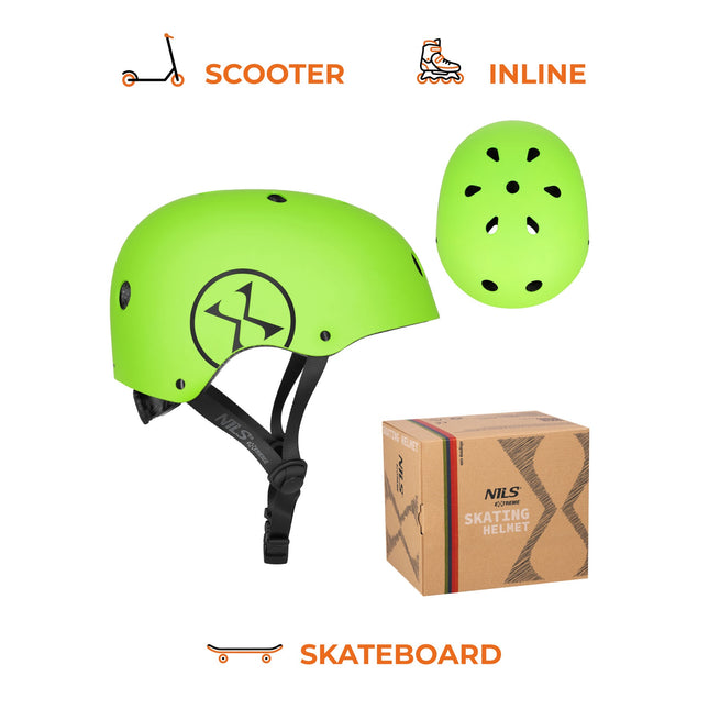 Skate Helmet, Green, Size S 52–56 cm, Dial Fit