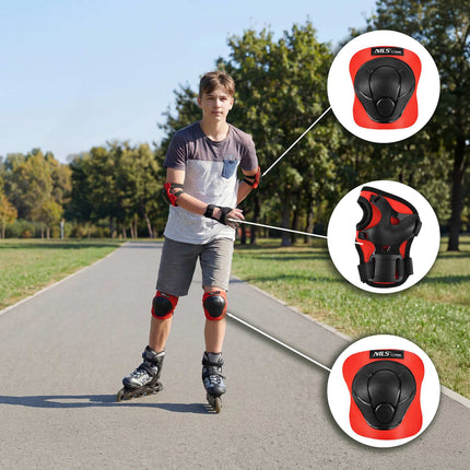 Skate Protective Gear Set – Wrist Elbow Knee Pads, Red S
