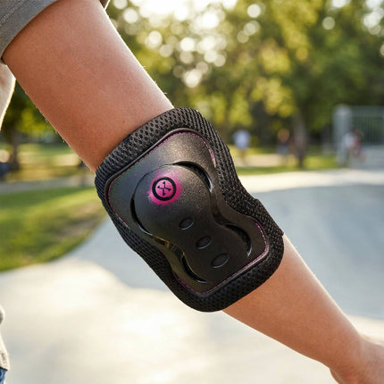 Skate Protective Gear Set, Wrist Elbow Knee, Pink L