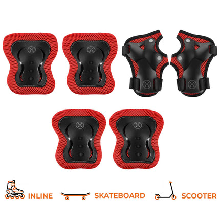 Skate Protective Gear Set, Wrist Elbow Knee, Red L