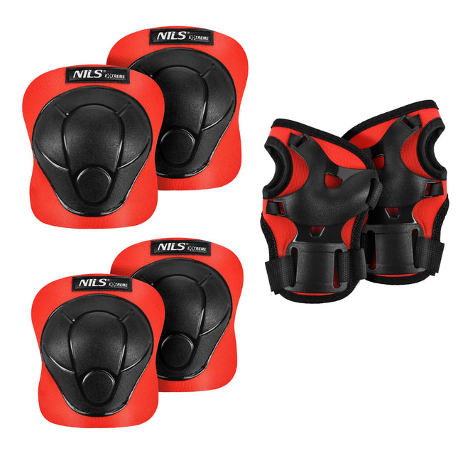 Skate Protective Gear Set, Wrist Elbow Knee, Red L