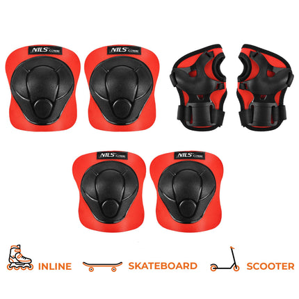 Skate Protective Gear Set, Wrist Elbow Knee, Red M