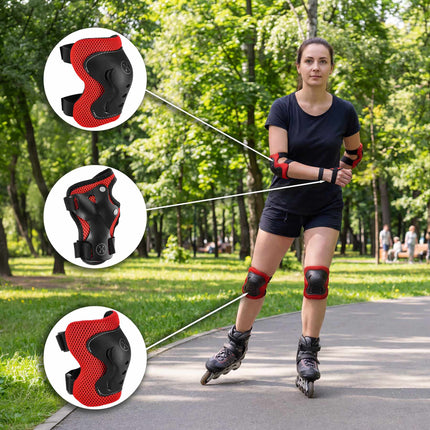 Skate Protective Gear Set, Wrist Elbow Knee, Red M