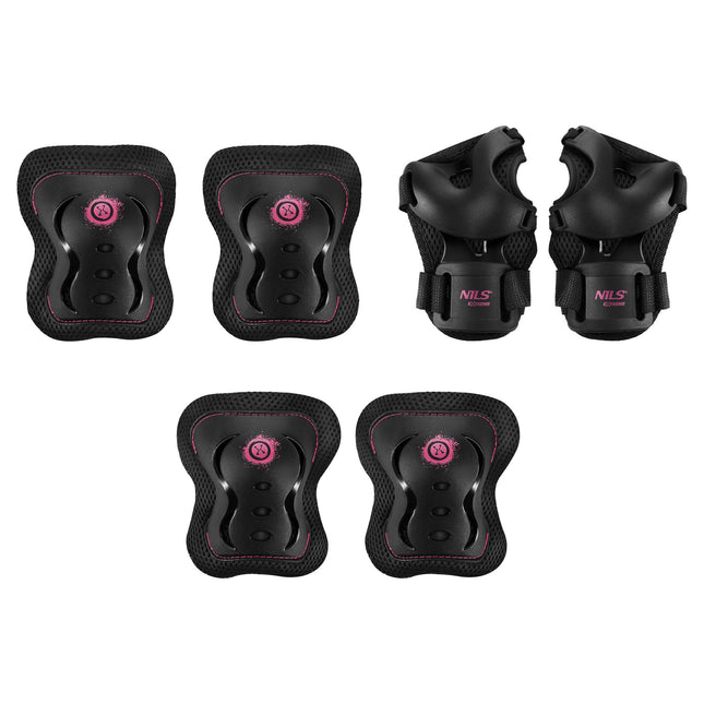 Skate Protective Gear Set, Wrist Elbow Knee, XL Pink