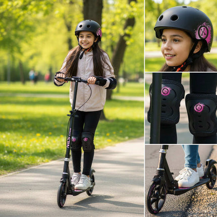 Skate Protective Gear Set, Wrist Elbow Knee, XL Pink