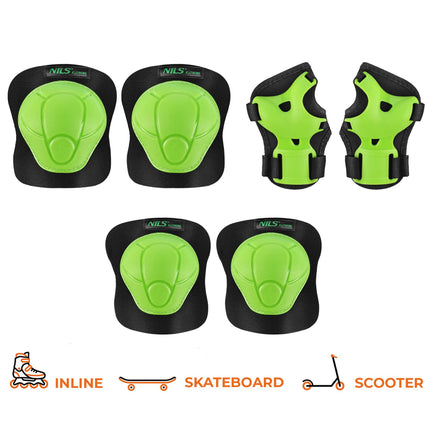 Skate Protective Pad Set, Wrist Elbow Knee, Green S
