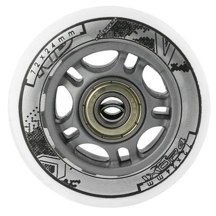 Skateboard Wheels 72x24 82A White, ABEC-7 Bearings Set