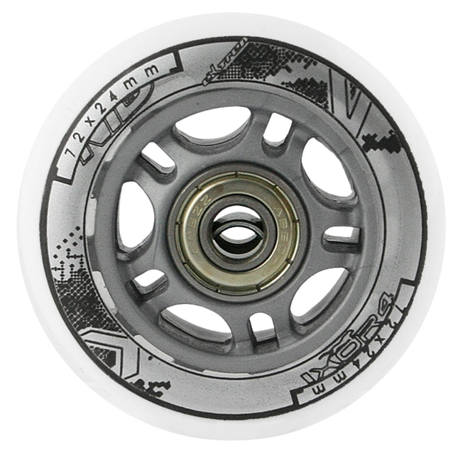 Skateboard Wheels 72x24 82A White, ABEC-7 Bearings Set