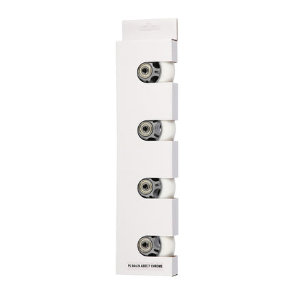 Skateboard Wheels 84x24 82A, White, ABEC-7 Bearings Set