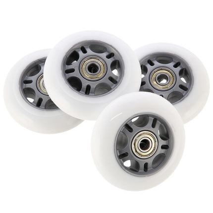 Skateboard Wheels 84x24 82A, White, ABEC-7 Bearings Set