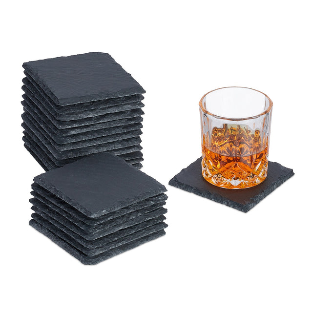 Slate Coasters Set, 20 Pieces, 10x10 cm