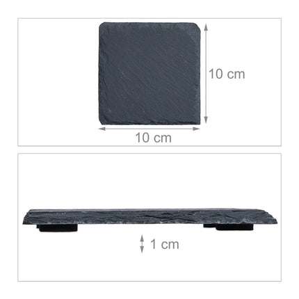 Slate Coasters Set of 16, 10x10 cm, Square