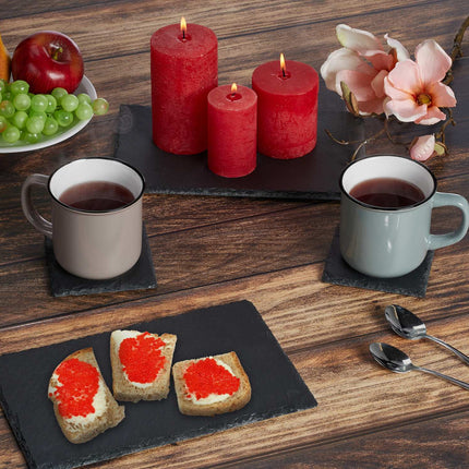 Slate Serving Plates Set of 8, 26x16 cm