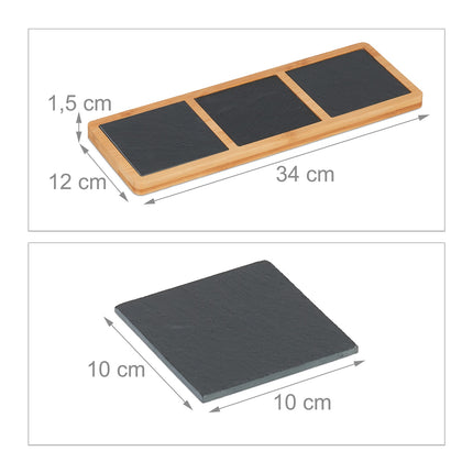 Slate and Bamboo Appetizer Serving Board, 3-Piece